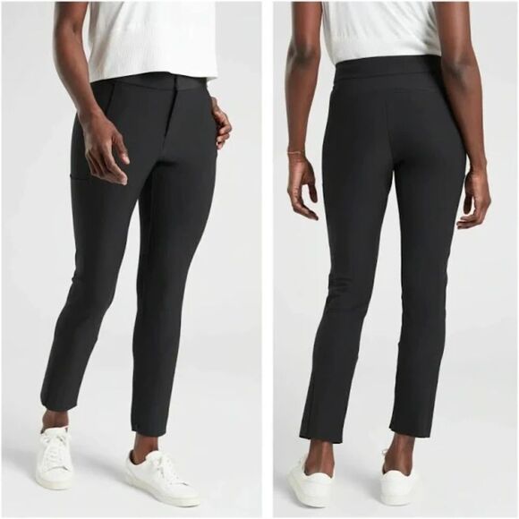 ATHLETA *Flawed* Black Stellar Trouser Stretch Ankle Zip Pants Size 6 - Picture 1 of 10